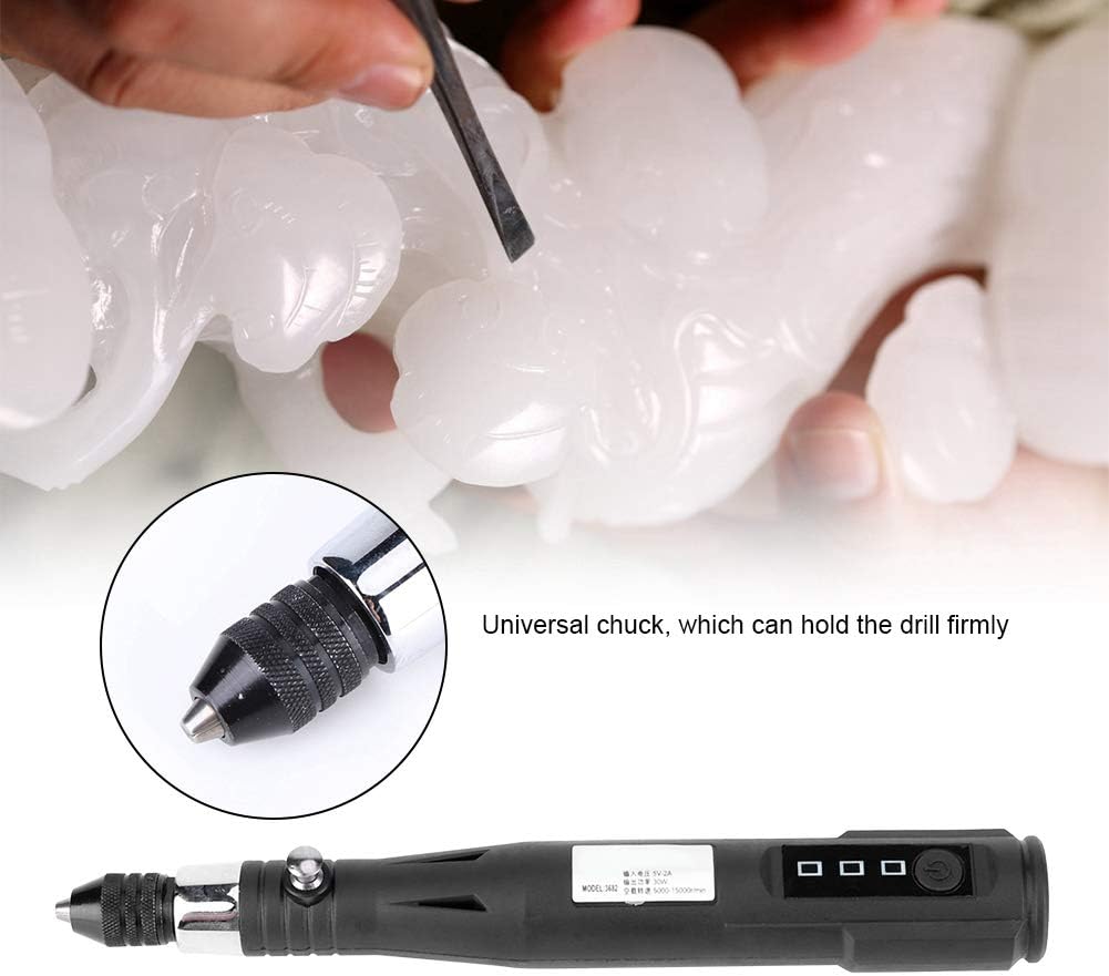 Close-up of the universal chuck on the Hilitand Mini Electric Drill Grinder