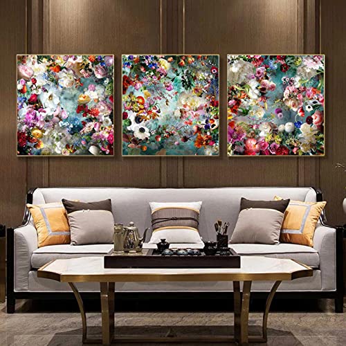 Peinture Toile Pivoine Salon Moderne Déco Lumineuse Murale 3 Ensemble 30x30