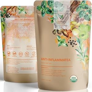 Anti-Inflammatea Loose Leaf Tea with Ginger, Turmeric, Peppermint, Black Pepper – Organic, Kosher, Ayurvedic – Herbal and Caffeine-Free – 4oz (113g)