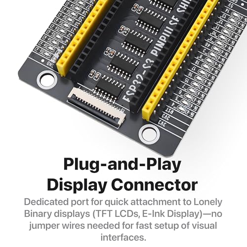 Image of Lonely Binary ESP32-S3 N16R8 PinPulse Shield GPIO LED 16MB for Arduino IDE | WROOM-1, 8MB PSRAM, dual-core 240MHz; WiFi + BT 5.0 LE; dual USB-C; visual per-GPIO LEDs, dual M /F headers; FPC display