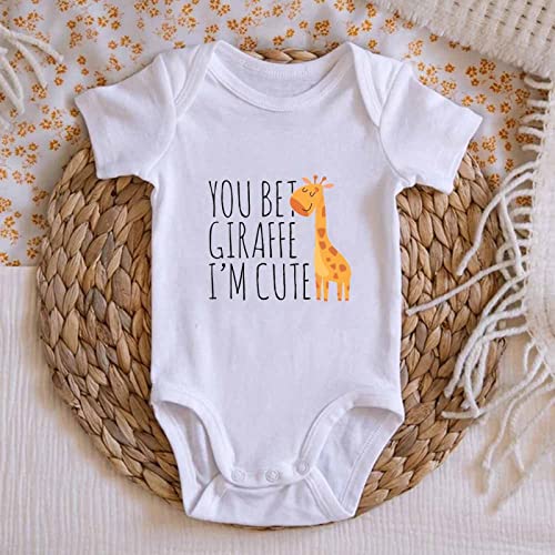 Listery You Bet Giraffe I'm Cute Baby Onesie Giraffe Baby Clothes Newborn Giraffe Bodysuits Infant Boys Girls 0-12 Months #TOP3