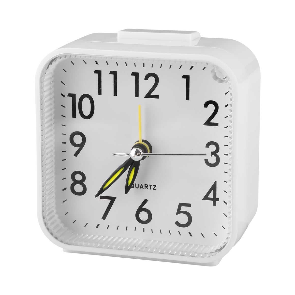 Lotsdonxia White Small Silent Travel Alarm Clock, Analogue Bedside Clock With Nightlight, Non-Ticking Battery Operated Loud Alarm For Heavy Sleepers, Bedroom & Travel