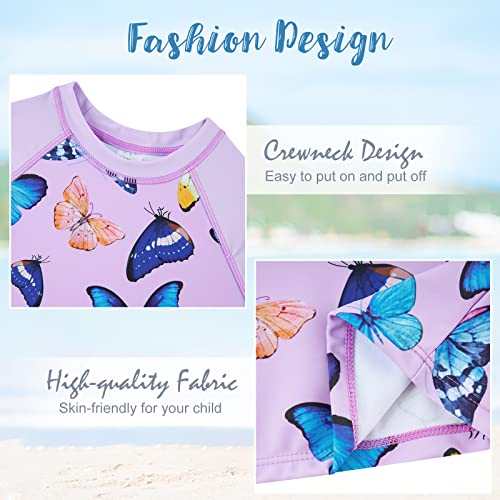 Image of Idgreatim Girls Swimsuit Rash Guard Set Long Sleeve Two Piece Bathing Suit 3-10 Years