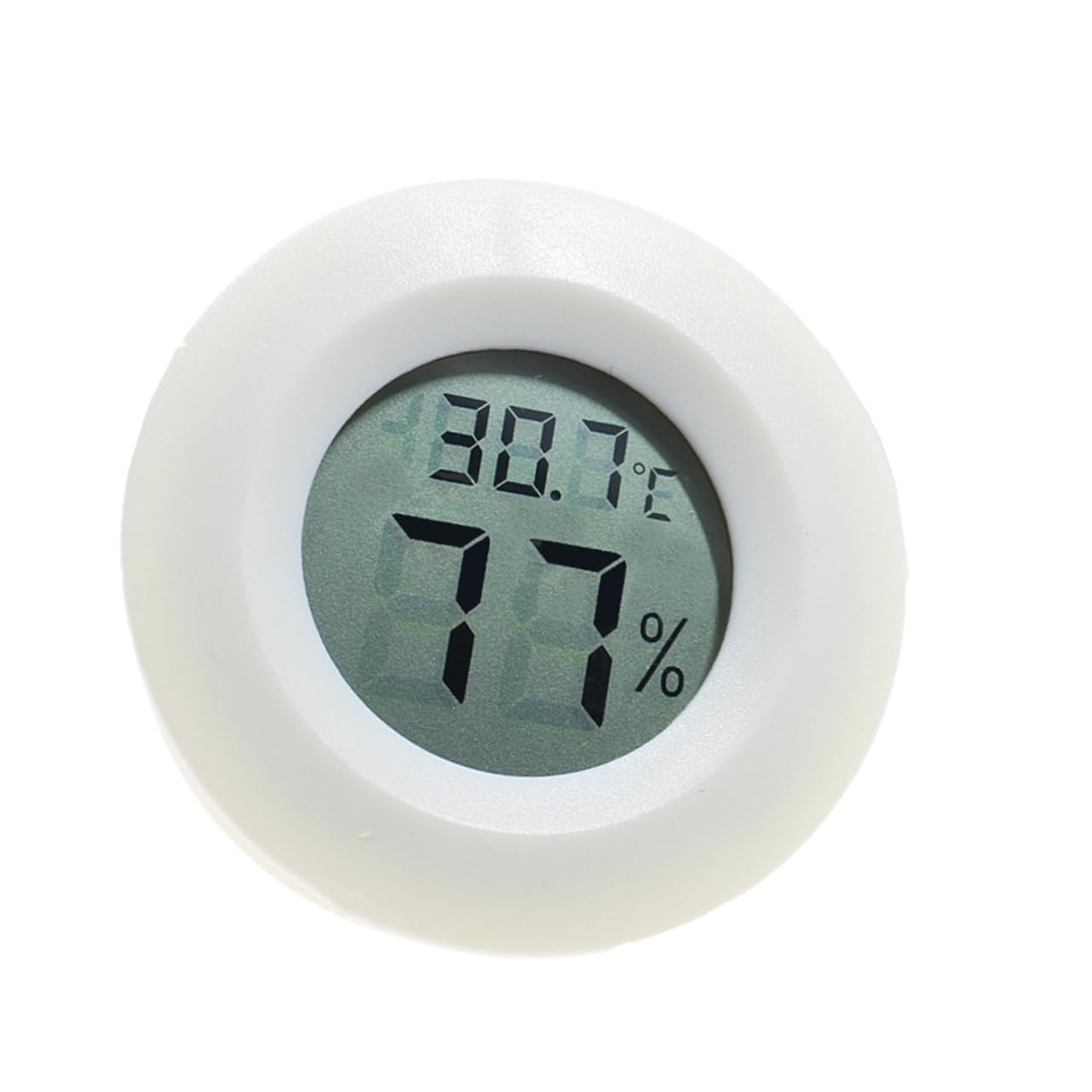 Digital Round Thermometer Hygrometer Indoor Temperature Humidity for Home Bedroom Office Small Lightweight Wall Mountable White Electronic Gauge