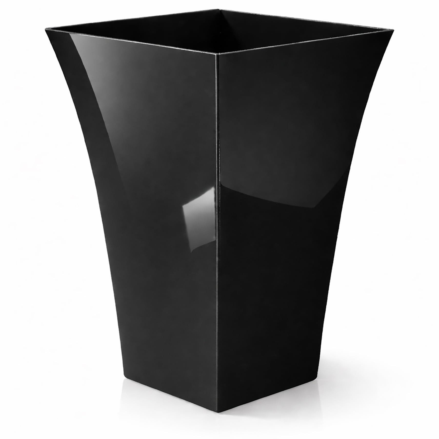 CrazyGadget® Large Milano Tall Planter Square Plastic Garden Flower Plant Pot Gloss Finish - for Indoor and Ourdoor (Black, 1)