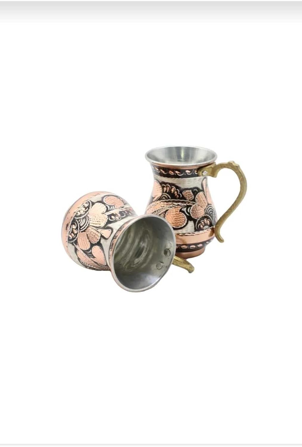 SODEF Drinking Cup Copper Handmade 1 Piece Metallic Finish 13.8 fl oz Beverage Glass Traditional Turkish Design for Water, Juice, Iced Tea - Metallic