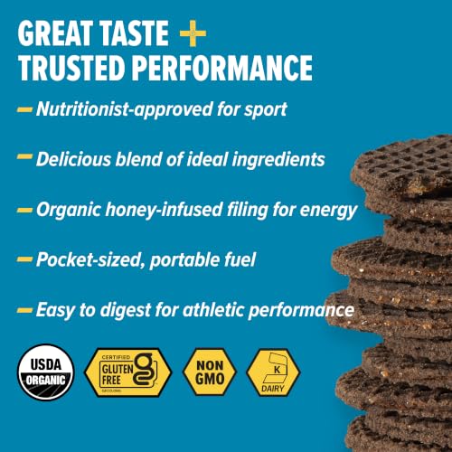 Image of Honey Stinger Organic Gluten Free Cookies & Cream Waffle, Energy Stroopwafel for Exercise, Endurance and Performance, Sports Nutrition for Home & Gym, Pre & During Workout, 16.96 Ounces (Pack of 16)