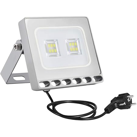 10W LED Flutlicht Flutlichtstrahler Strahler Scheinwerfer, LED Fluter Baustrahler mit Stecker Wasserdicht IP65, Kaltweiß 6000K, Ideale Wandleuchte Außenbeleuchtung für Garten, Garage, Hotel