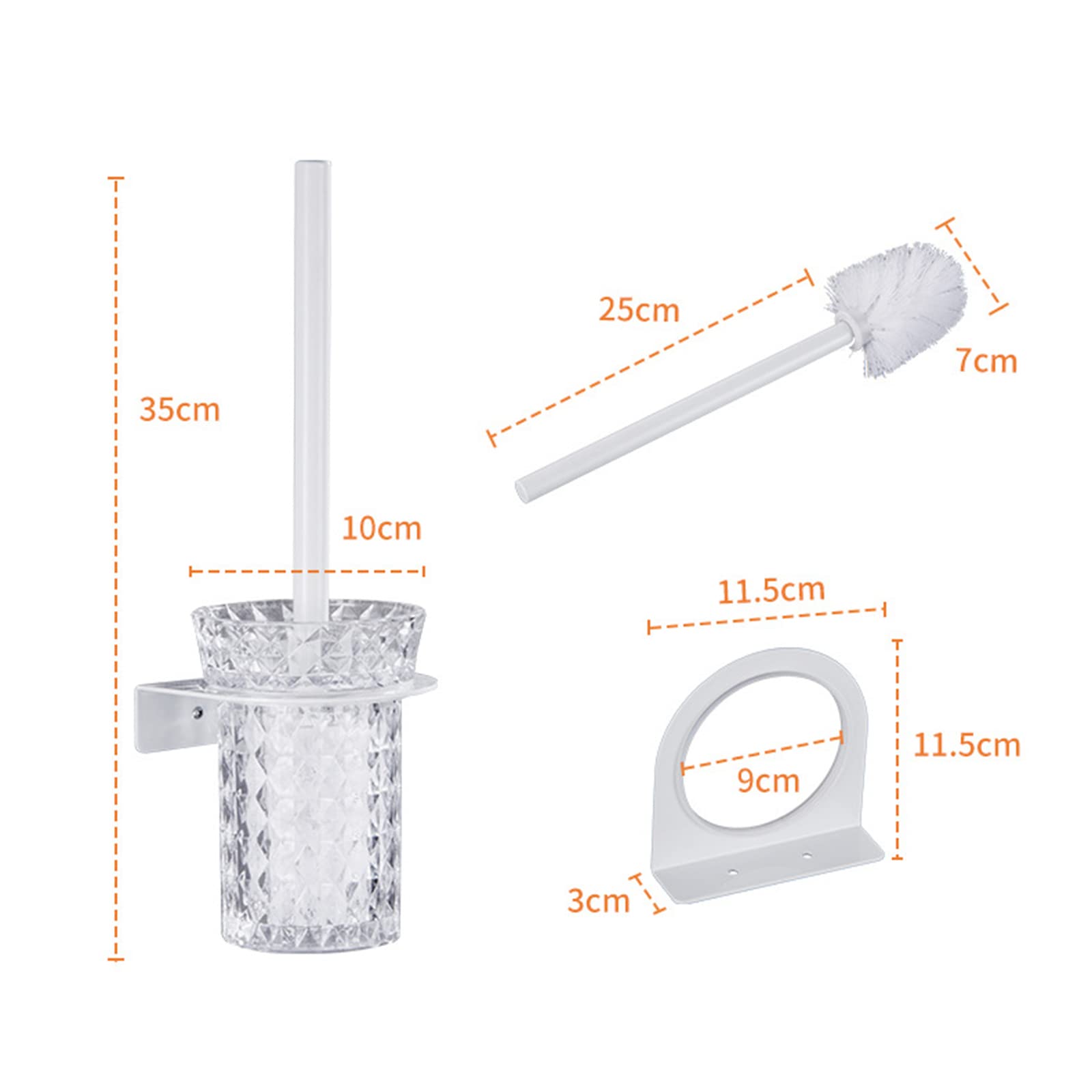 Cepillo Y Soporte Para Inodoro, Cepillo Para Inodoro De Mango Largo De Acero Inoxidable Con Vaso De Cristal, Cepillo Para Fregar Montado En La Pared Con Cerdas Rígidas Para Una Limpieza Profunda,Negro
