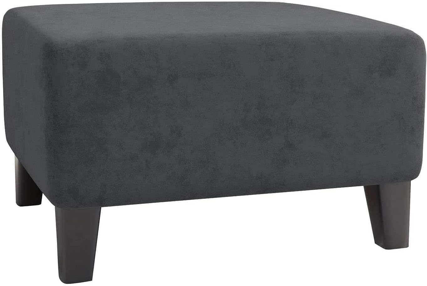 Konsilsa Square Velvet Plush Ottoman Covers,Ottoman Slipcover Square Footstool Protector Covers Storage Stool Ottoman Covers Stretch with Elastic Bottom (Color : Dark Gray, Size : X-L)