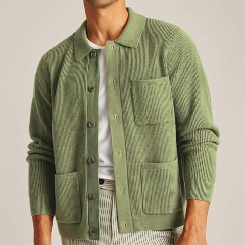 Men Casual Button Front Cardigan Sweater Knitwear Long Sleeve Lapel Lightweight Pullover2