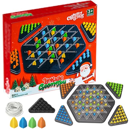 WENAUANG Juego de triángulos, Juego de Mesa, Triggler Juego de Mesa Gomas, Ajedrez de Estrategia Triangular, Triangulares Chain Triangle Game para Niños Adultos y Fiesta Familiar