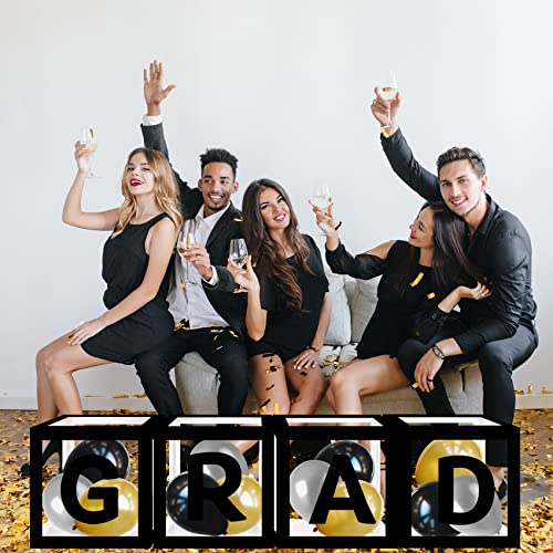 Class Of 2025 Graduation Decorations Black Graduation Balloon Box Kit, with Letters \" GRAD\", So Proud of You\" and \" Class of 2025\", Grad Party Decoration Supplies, With Black Gold Silvers Balloons - Thumbnail 7