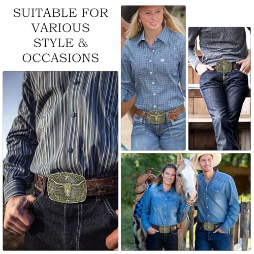 image for Superkred Mens Belt Buckle Western Cowboy - Texas Bull Western Belt Bu