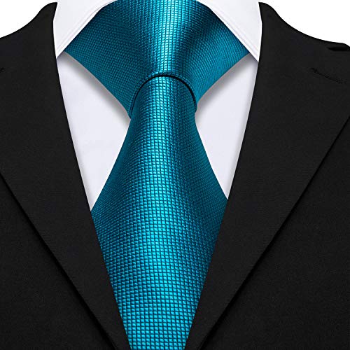 Image of Barry.Wang Plain Men Silk Ties Extra Long Satin Necktie for Wedding Business Handkerchief Cufflinks Set Solid Colors