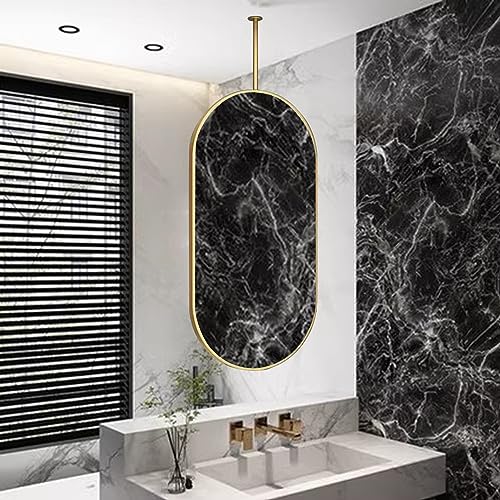 Miroir de salle de bain pour plafond ovale cadre métal fin 40x60cm