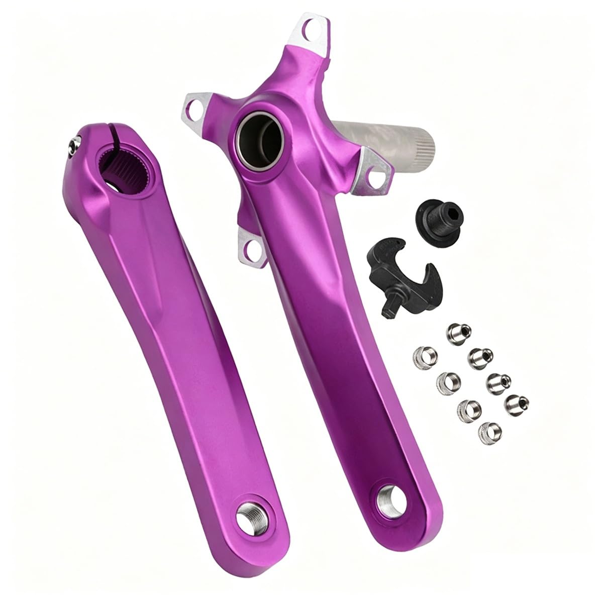 KANGXYSQ 170mm Bike Crank Arm Hollow Integrated Left Right Crank Arm Set Crank For Mountain Road Bike(Purple)