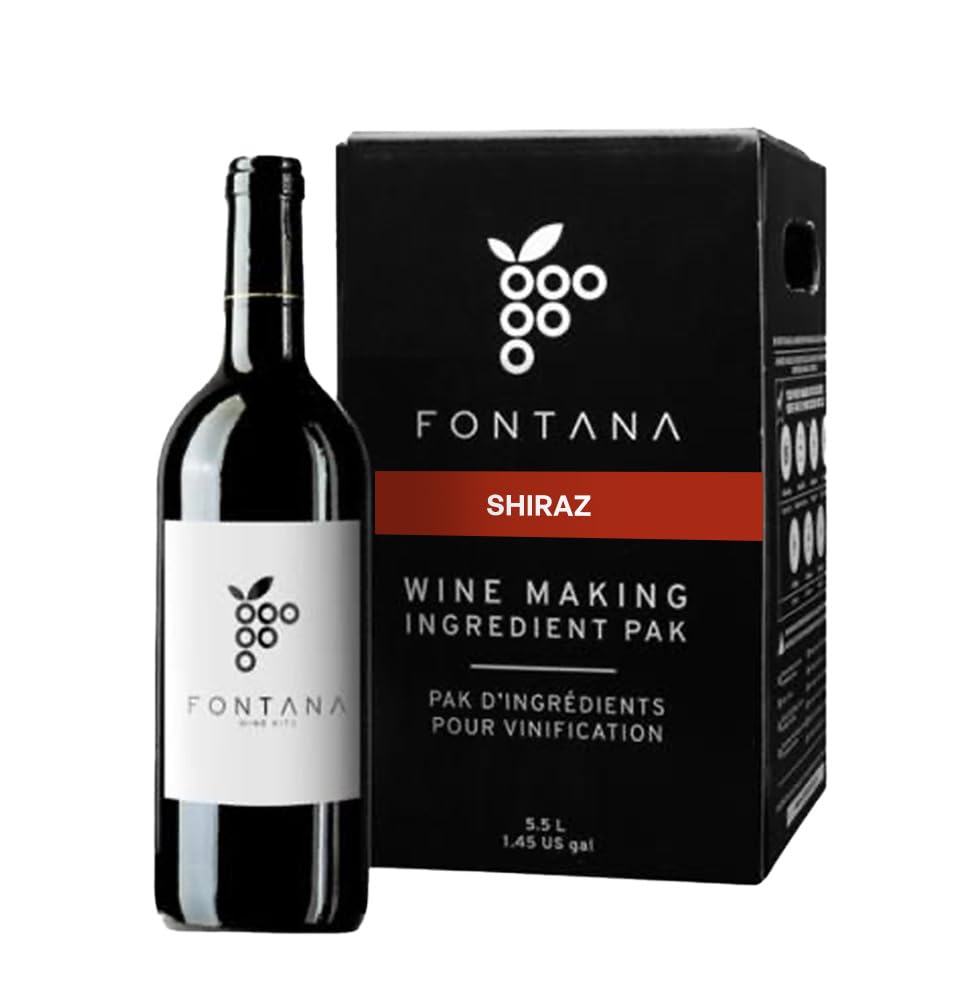 Fontana California Shiraz Wine Kit | DIY 6 Gallon Kit | Premium Ingredients | Makes 30 Bottles