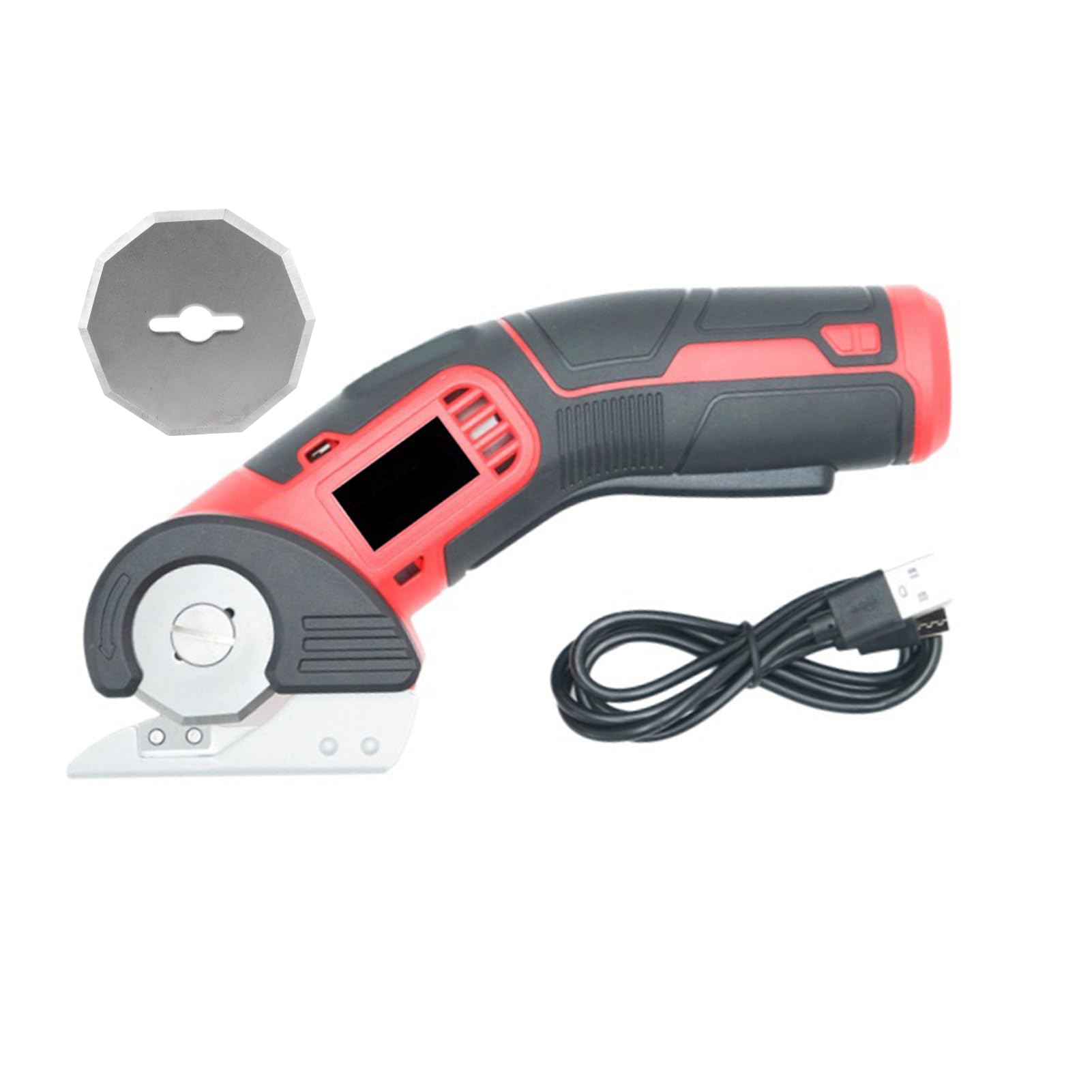 Tijeras eléctricas inalámbricas de 4 V, 2000 mAh, bloqueo de seguridad, corte recargable para cuero, papel, tela para artesanos, negro y rojo