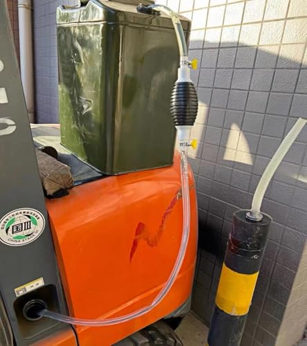 Image of Manual oil pump, new multifunctional suction pump with durable PVC pipe of 6.5 feet. The oil fuel transfer pump,gas siphon pump for gasoline, and fish tank water exchange siphon hose