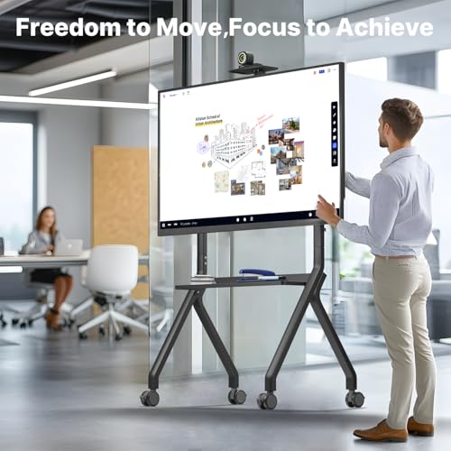 Image of Rolling TV Stand with Wheels for 42-75 inch LCD LED Screens,Heavy Duty Mobile TV Cart with Webcam Mount, 180lbs Capacity, Max VESA 700x500mm, Height Adjustable Portable TV Stand on Lockable Wheels, TC40
