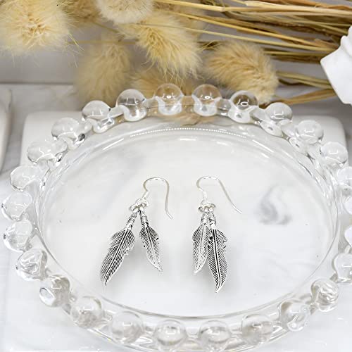AeraVida Spectacular Double Feather .925 Sterling Silver Dangle Earrings | Luxurious and Elegant Feather Jewelry for a Timeless Look4
