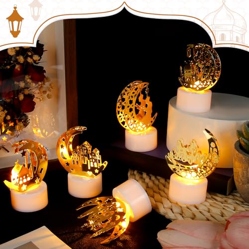 Hyunlai Ramadan Decorations for Home 6 Pieces Ramadan Led Lamp, Ramadan Eid Mubarak Decorations Lights, Ramadan Table Decor - Image 4