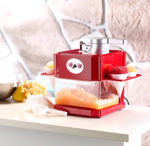 Rosenstein & Söhne Shaved-Ice-Maker mit 4 Kunststoff-Eisbechern, 4 Servierhalter, 90 Watt – Bild 3