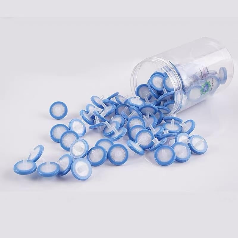 Filtro de jeringa de 13/25 mm, nailon PES PTFE MCE fibra de vidrio 0,22/0,45 μm | Filtro de laboratorio desechable de membrana múltiple for prefiltración de muestras de gas líquido(25mm 0.22um PTFE)
