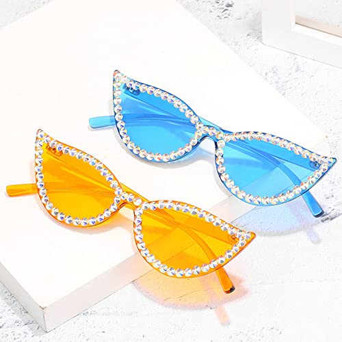 Diamond Cat Eye Sunglasses Fashion Crystal Rhinestone Vintage Frame Brand Design Sun Glasses Retro for Female UV4003