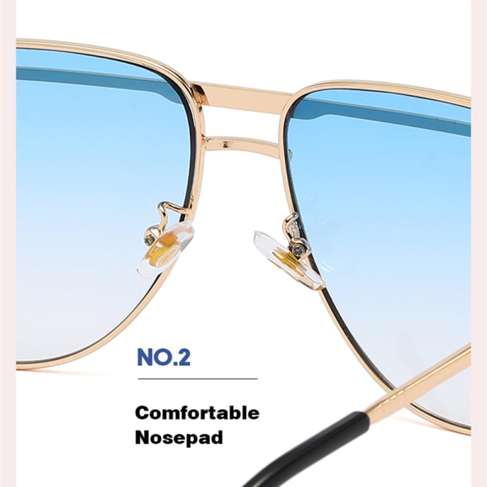 Retro Oversized Metal Double Bridges Pilot Sunglasses Women Fashion Clear Gradient Mirror Shades UV400 Men Sun Glasses