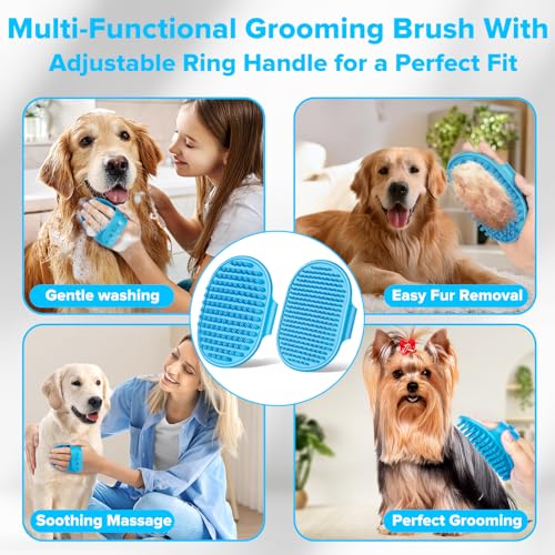 6PCS Grooming & Bath Supplies for Dogs, Cats | Dog Washing Gloves | Dog Bath Brush | Dog Shower Brush | Pet Grooming Gloves | Dog Grooming kit | Pet Supplies for Showerhead & Sprayer (Light Blue) — view 5