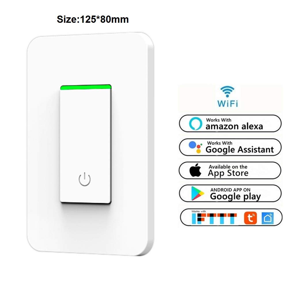 Smart Light Switch, Smart WiFi Light Switch with Remote Control and Timer, Works with Alexa, Home and IFTTT, No Hub Required, Easy and Safe Installation, ETL and FCC-ID Certification (1pack) KS-602H