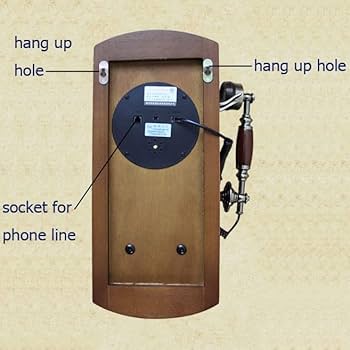Amazon.co.jp: ボタン電話、レトロ回転木製固定電話壁掛けホーム