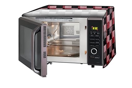Stylista PVC Microwave Oven Cover for IFB 25 L Grill 25PG3B, Chekered Pattern Red