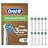 Oral-B Testine Di Ricambio Originali per Spazzolino Elettrico Oral B, 10 Testine Pro Cross Action Bianche Di Ricambio, Confezione Adatta Alla Buca Delle Lettere