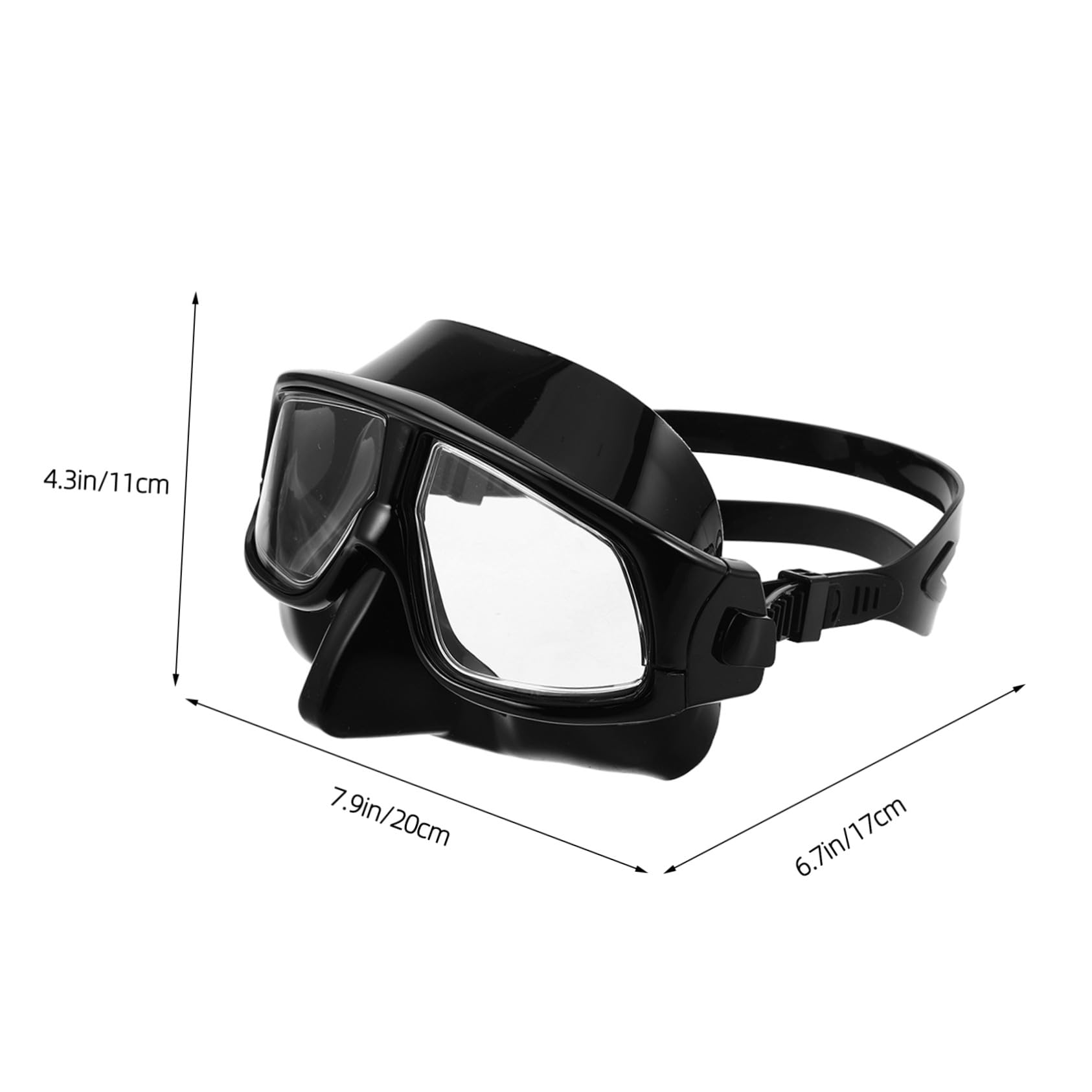 Maschera Subacquea Nera in Silicone con Cinghia Regolabile | Campo Visivo Esteso a Volume Ridotto, per Snorkeling e Nuoto in Piscina, per Adulti