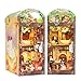 CUTEBEE DIY Book Nook Kit with Dust Cover, DIY Dollhouse Bookshelf Insert Decoration Animal Party Rave, Bookstop Model Building-Creative Kit with LED Lights (Moleâ€˜s Apartment)