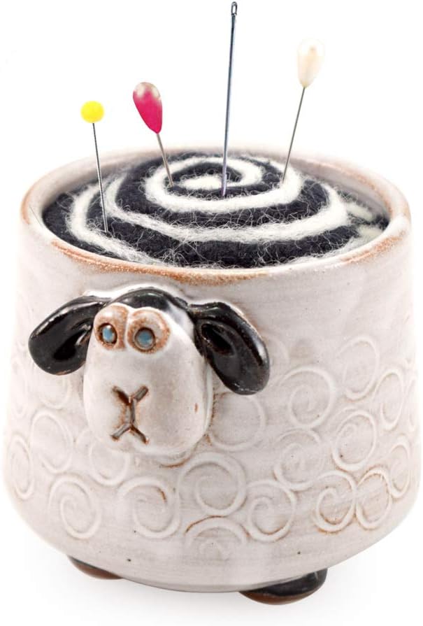 Wooliam The Sheep Pincushion - American Made Stoneware Pottery and Felted Wool