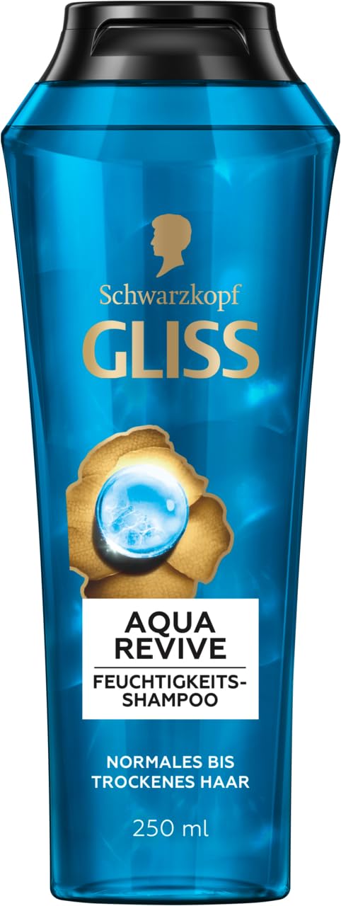 Gliss Shampoo Aqua Revive (12 x 250 ml), Haarshampoo mit Hyaluron und Meeresalgen, Feuchtigkeitsshampoo für normales bis trockenes Haar