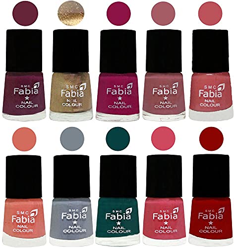 Image of ALL IN ONE (PACK OF 10), Long Lasting Glossy Nail Polish, 6 ml Each, All Vibrant Colours,01890
