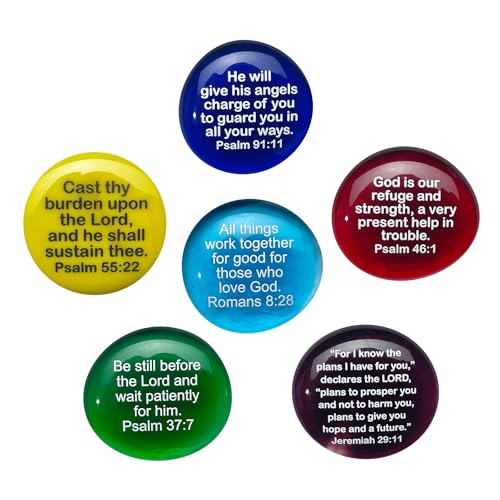 Scripture Glass Stones,Six of Your Favorite Inspiring Bible Verses on Translucent and Opaque Rocks Packaged in a Gift Box, by Lifeforce Glass. Set II