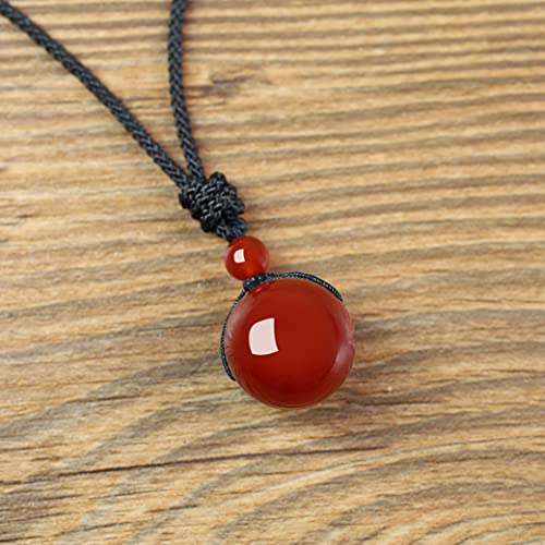 Coai Stone Bead Red Agate Pendant Necklace For Women Girls #TOP3