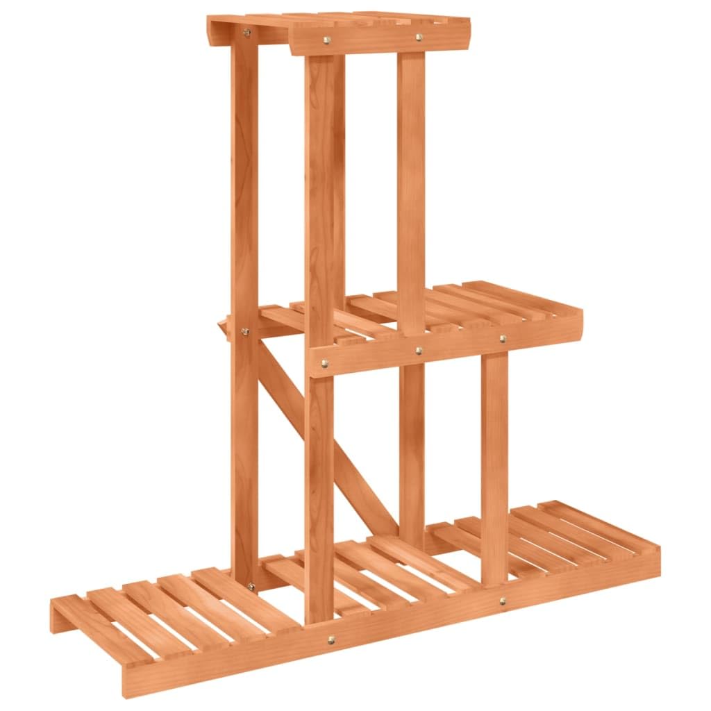 Stojak na kwiaty z litego drewna jodłowego, 81 x 25 x 75,5 cm, regał na rośliny z 3 półkami, stojak na kwiaty do salonu, na balkon, taras, uniwersalny uchwyt na doniczki i stojak dekoracyjny