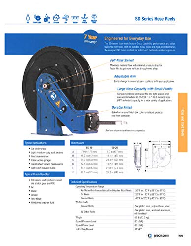 Graco HPH15F SD Series High Pressure Hose Reel for Grease 1/4\" Hose x 50\' (3/8\" npsm Inlet) - Thumbnail 2