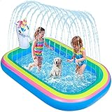 iBaseToy Unicorn Sprinkler for Kids - 68' Splash Pad for Toddlers (Large Unicorn)