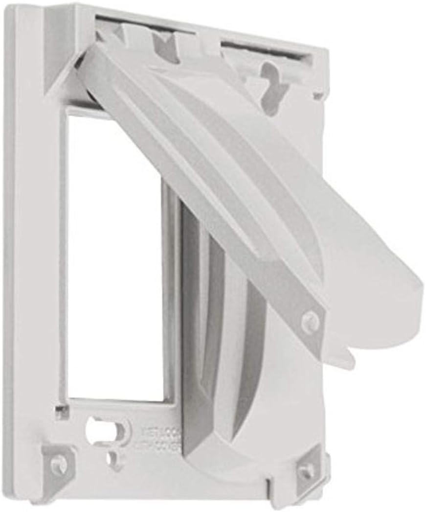 Hubbell-Bell MX2050WH Two Gang Two Device Flat Metal Weatherproof Receptacle Cover, White