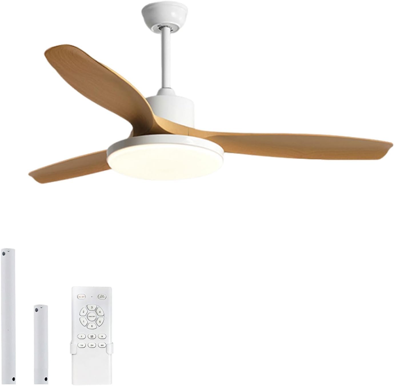 48" Ceiling Fans with Lights, Modern Ceiling Fan with Lights and Remote Control, Reversible DC Motors, 3CCT Dimmable Timer Noiseless 6 Speed Ceiling Fans for Farmhouse Bedroom Patio Balcony White 48"