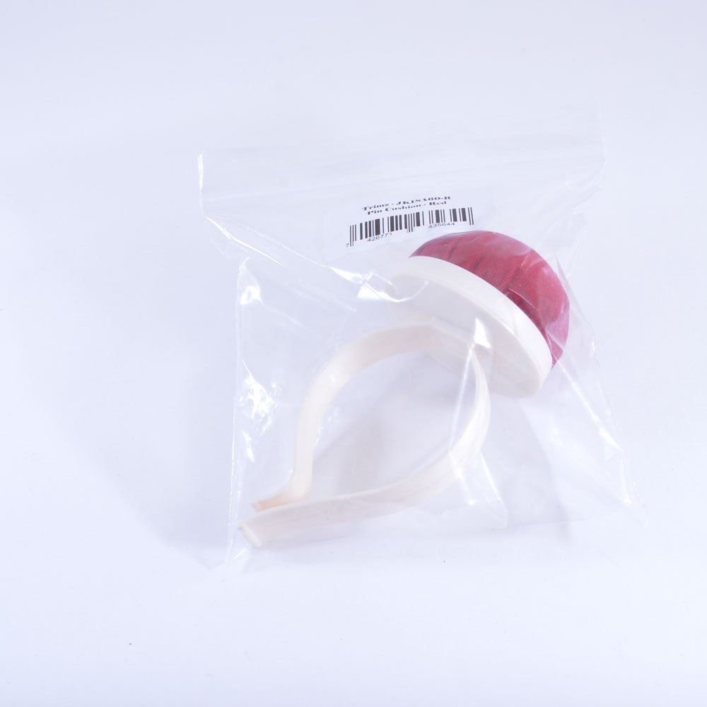 Trimz Cuscino Da Polso Per Merceria In Velluto Rosso - 13x7x7 Cm, Con Clip In Plastica - 3