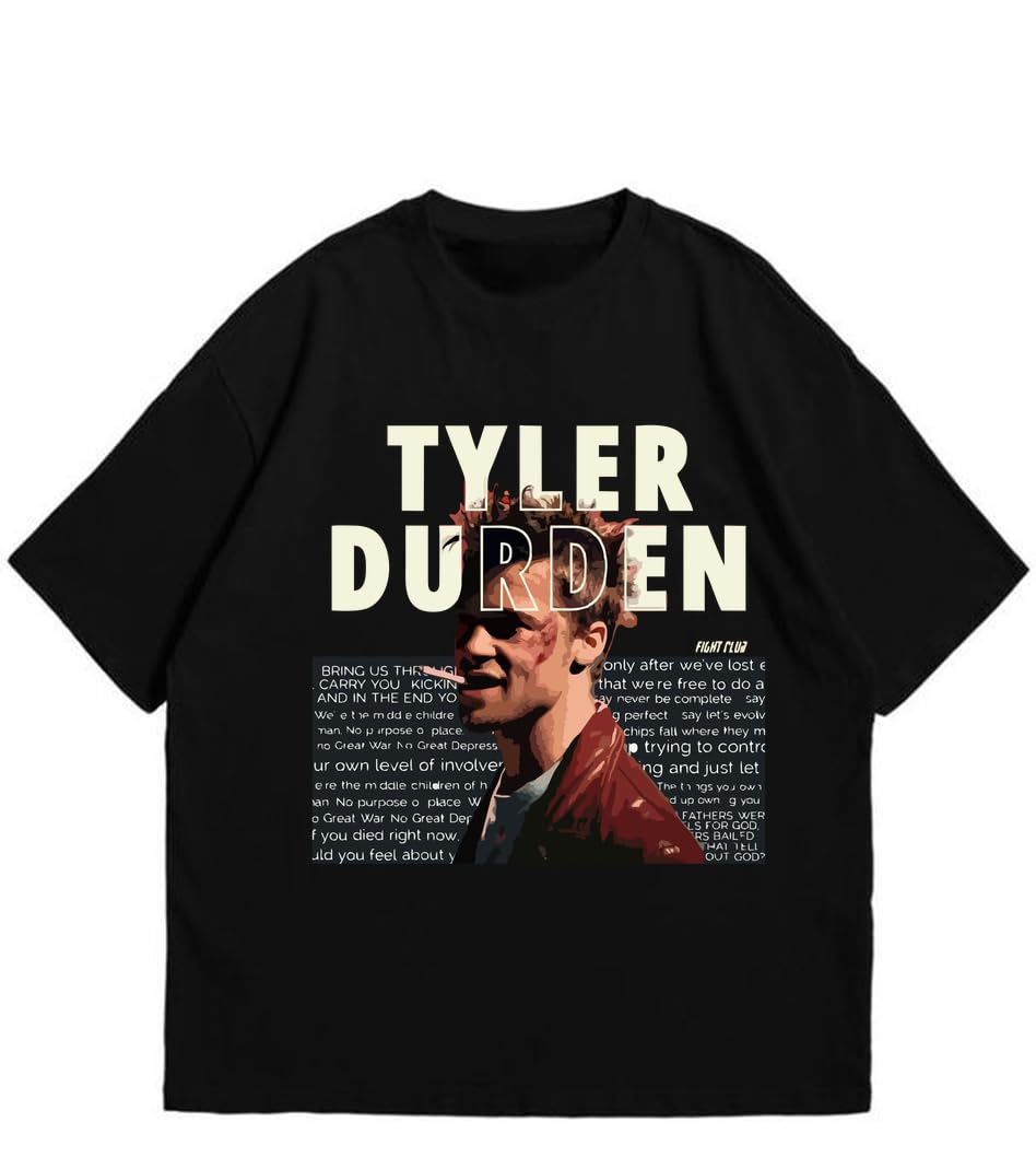 vespberry Fight Club Tyler Durden Oversized T Shirt for Men and Women Premium Heavy Gauge Cotton Drop Shoulder Baggy Streetwear T-Shirt-picture-39